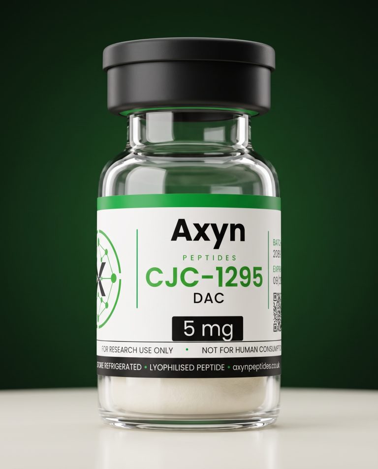 CJC-1295 DAC research peptide vial from Axyn Peptides, lyophilised, for laboratory research use only